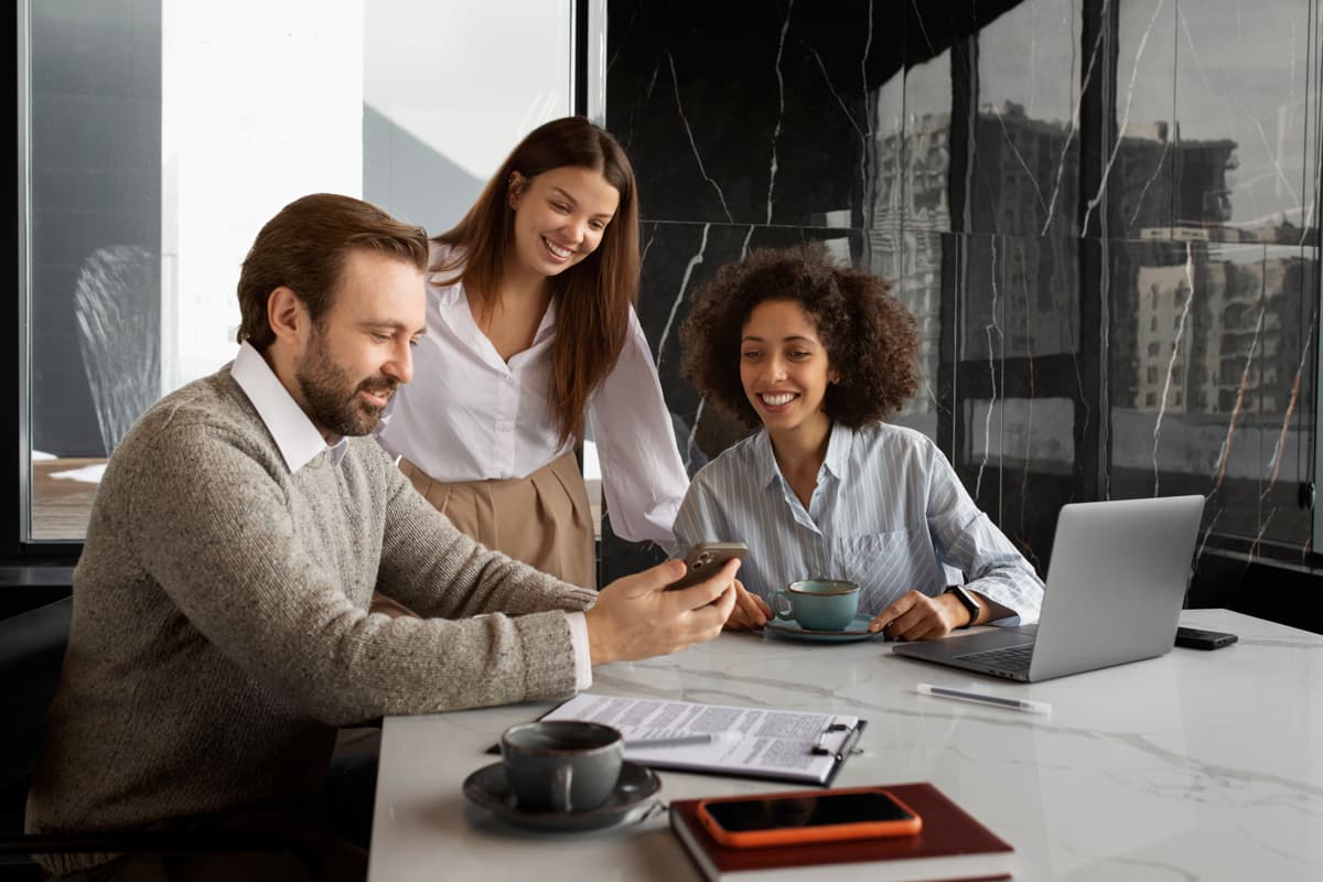 Financial consulting team working together